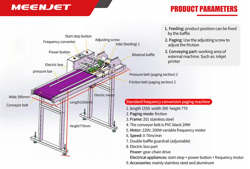 34cm Wdith Paging Conveyor Feeding Machine